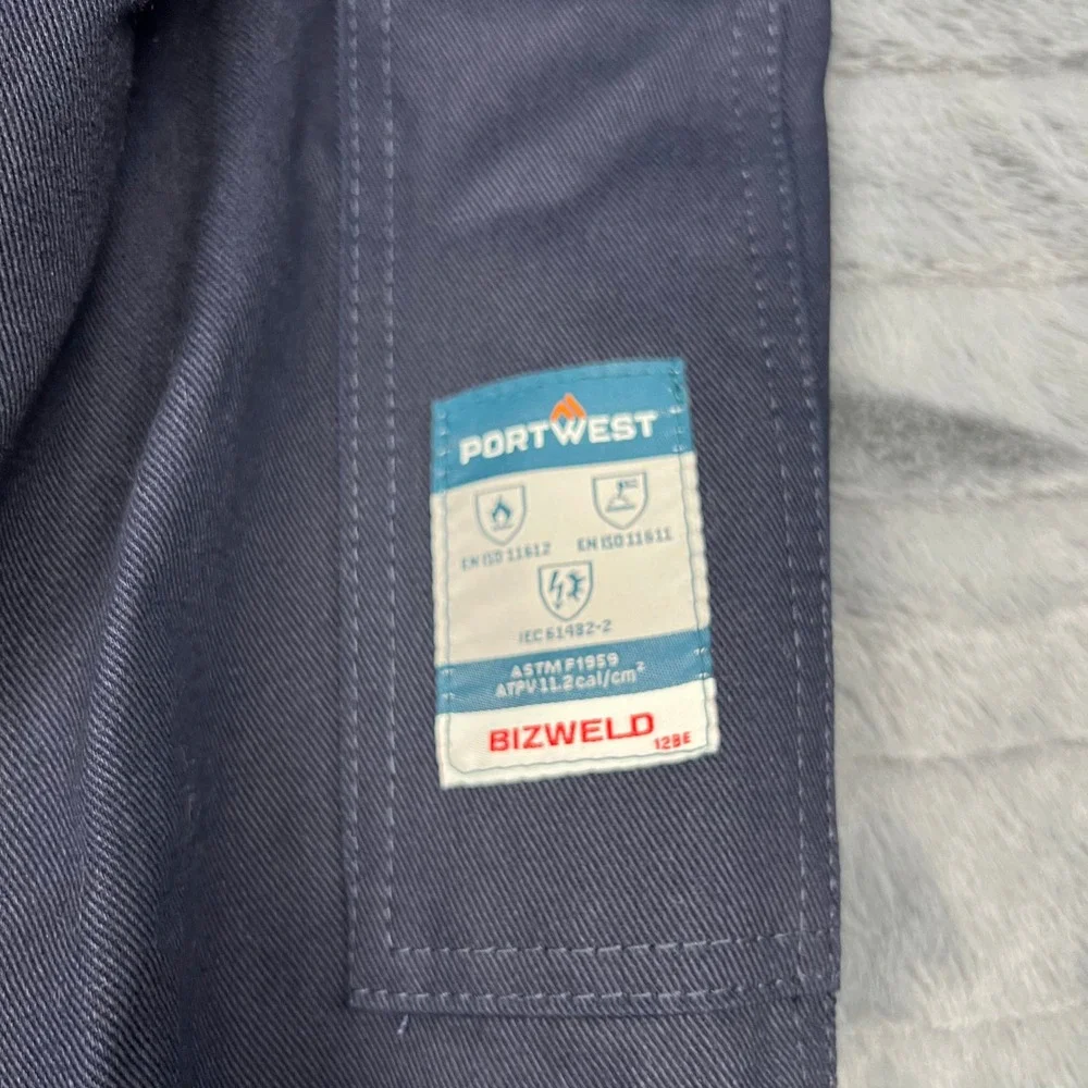 Portwest Bizweld Mens XL Navy Blue Flame Resistant Cargo Work Pants FR BZ31